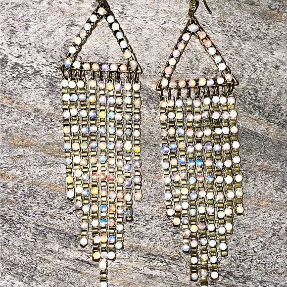 Source Unknown Jewelry - Brass and Crystal Earrings